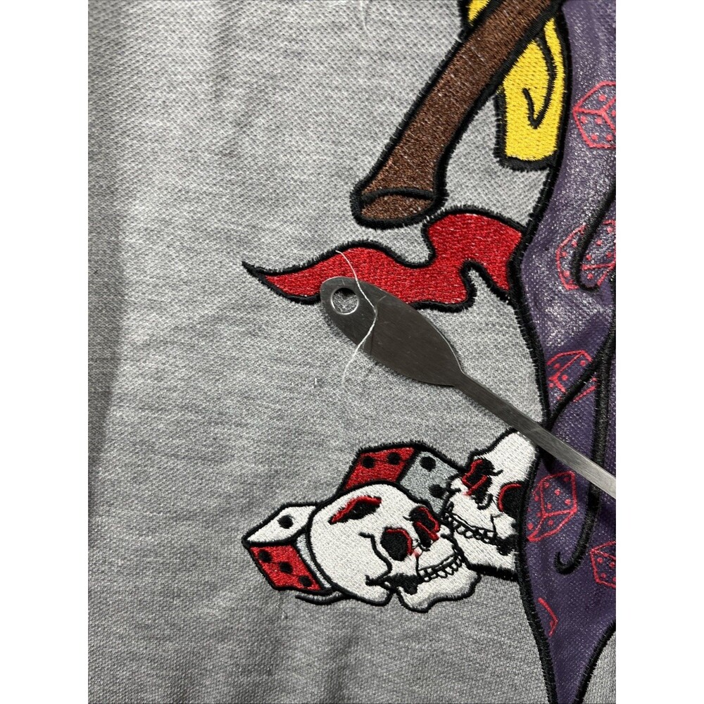 Y2K Ed Hardy by Christian Audigier Embroidered 3X Shirt Golf Grim Reaper Grey - Picture 9 of 12
